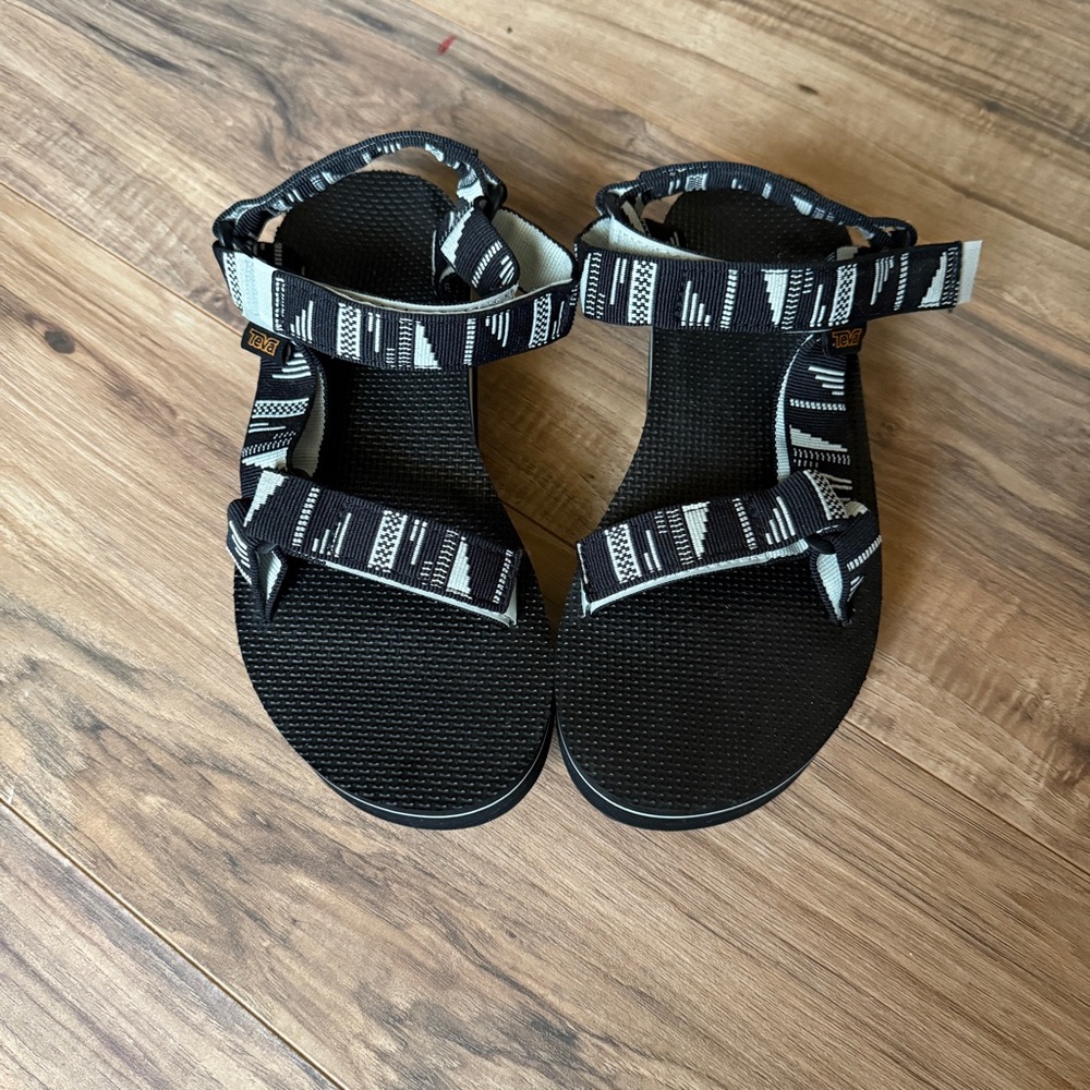 Black an White Teva Sandals